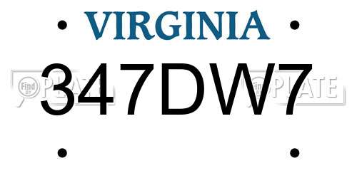 347DW7 Virginia License Plate