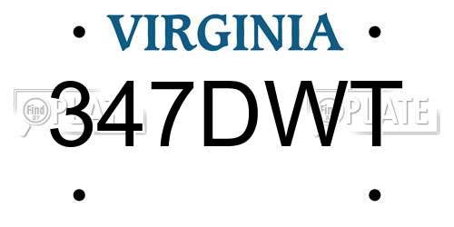 347DWT Virginia License Plate