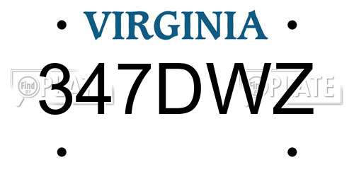 347DWZ Virginia License Plate