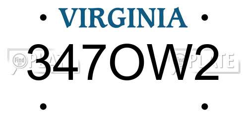 347OW2 Virginia License Plate