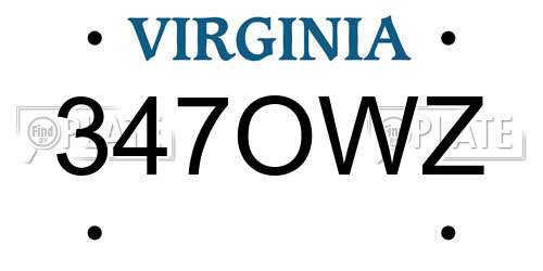 347OWZ Virginia License Plate