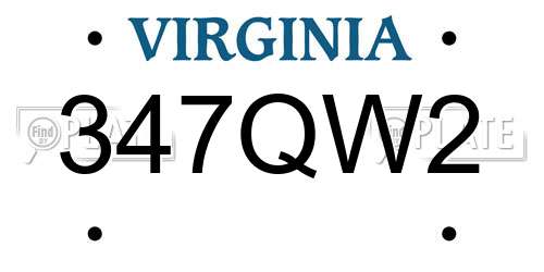 347QW2 Virginia License Plate