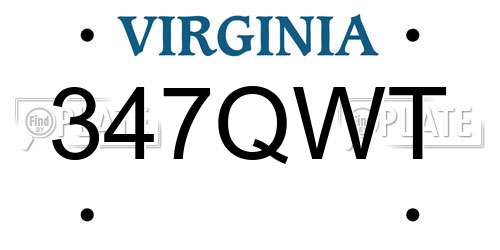 347QWT Virginia License Plate