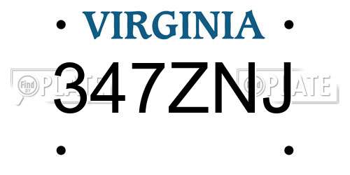 347ZNJ Virginia License Plate