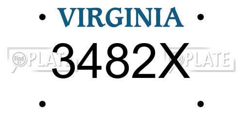 3482X Virginia License Plate