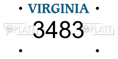 3483 Virginia License Plate