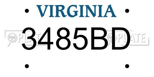 3485BD Virginia License Plate
