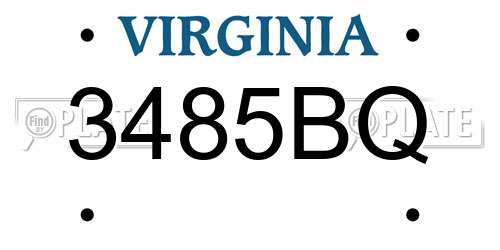 3485BQ Virginia License Plate