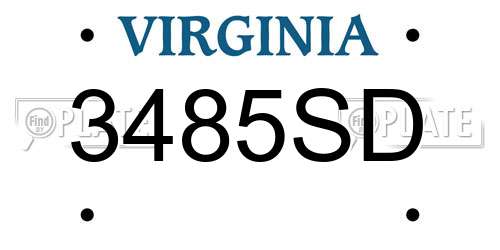 3485SD Virginia License Plate