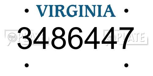 3486447 Virginia License Plate