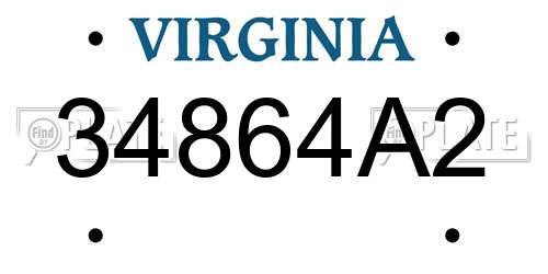 34864A2 Virginia License Plate