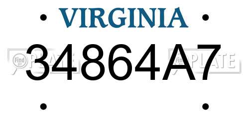 34864A7 Virginia License Plate