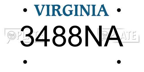 3488NA Virginia License Plate