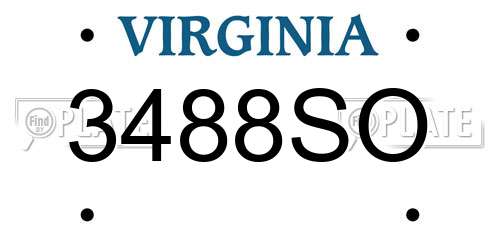3488SO Virginia License Plate