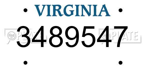 3489547 Virginia License Plate