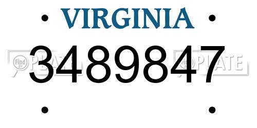 3489847 Virginia License Plate