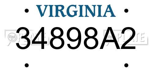 34898A2 Virginia License Plate