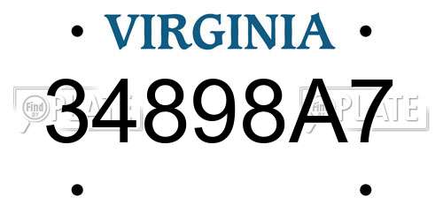 34898A7 Virginia License Plate
