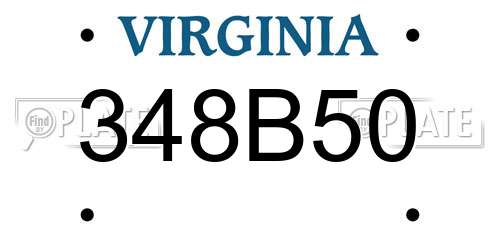 348B50 Virginia License Plate