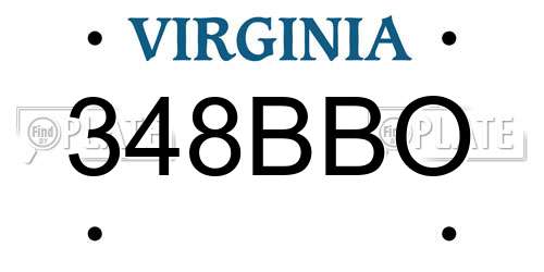 348BBO Virginia License Plate