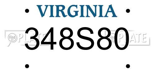 348S80 Virginia License Plate