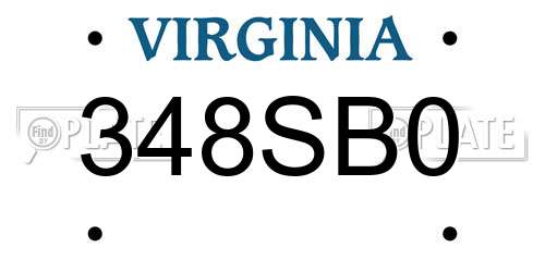 348SB0 Virginia License Plate