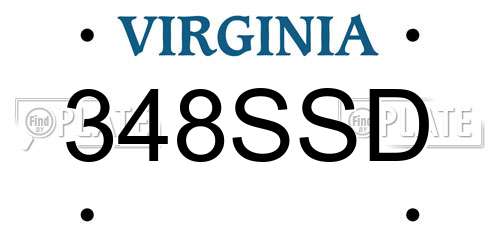348SSD Virginia License Plate