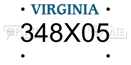 348X05 Virginia License Plate