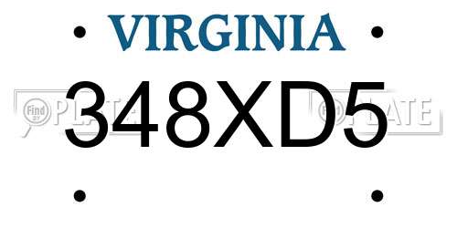 348XD5 Virginia License Plate