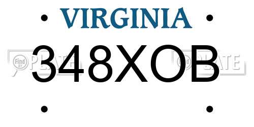 348XOB Virginia License Plate