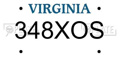 348XOS Virginia License Plate