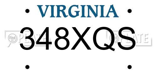 348XQS Virginia License Plate