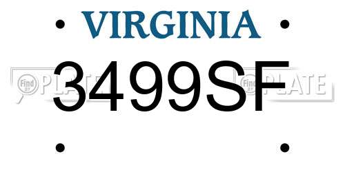 3499SF Virginia License Plate