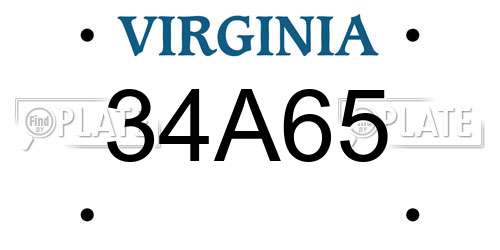 34A65 Virginia License Plate