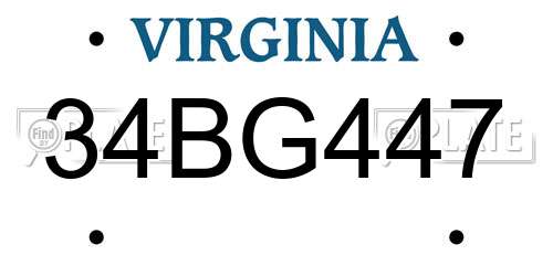34BG447 Virginia License Plate