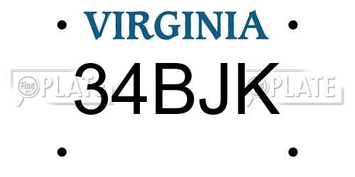 34BJK Virginia License Plate