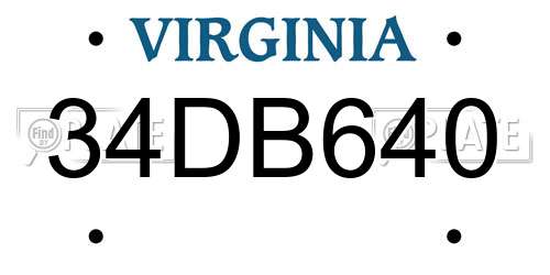 34DB640 Virginia License Plate