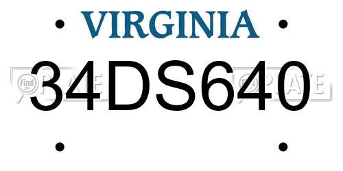 34DS640 Virginia License Plate