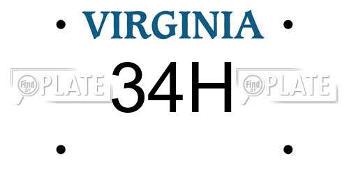 34H Virginia License Plate