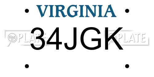 34JGK Virginia License Plate
