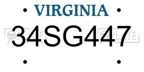 34SG447 Virginia License Plate