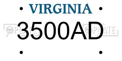3500AD Virginia License Plate