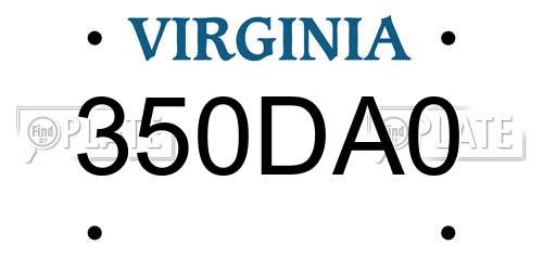 350DA0 Virginia License Plate