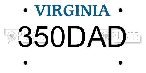 350DAD Virginia License Plate