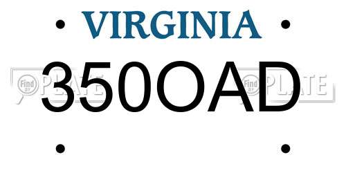 350OAD Virginia License Plate