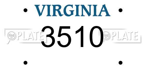 3510 Virginia License Plate