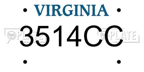 3514CC Virginia License Plate