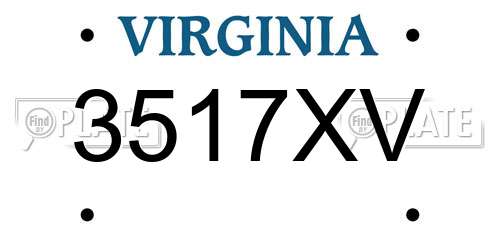 3517XV Virginia License Plate