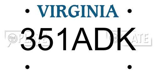 351ADK Virginia License Plate