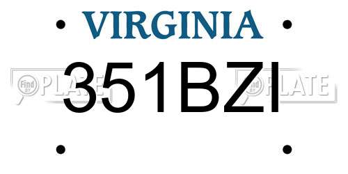 351BZI Virginia License Plate
